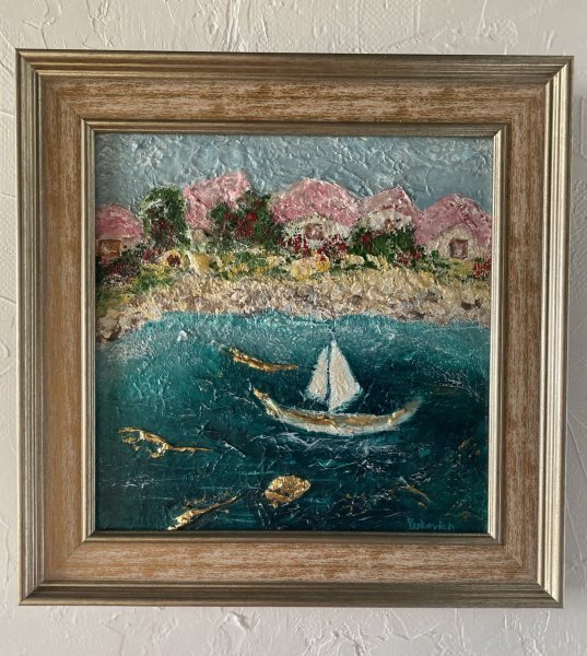 Additional view 8: Impressionism Marine Art Painting The boat by painter Diana Yaskovich acrylic canvas 