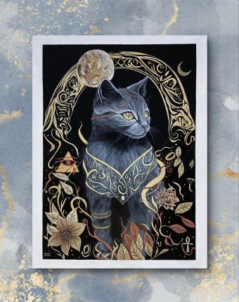 Painting "Dea Bastet" by painter Francesca Dei acrylic canvas at Jose Art Gallery