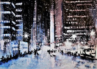 Живопись "Метрополитен Неон", живописец francesco ottobre темпера дерево в Jose Art Gallery