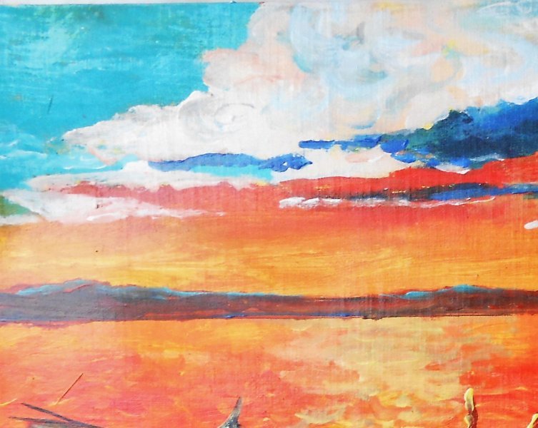 Additional view 1: Post-Impressionism Marine Art Painting Marina at sunset by painter francesco ottobre acrylic canvas 