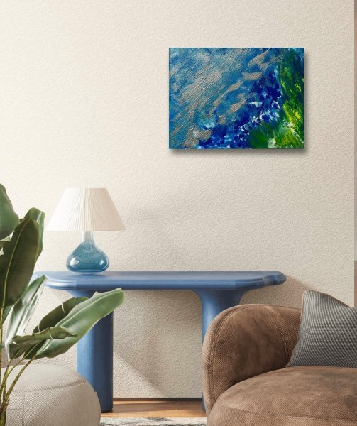 Additional view 1: Abstract Marine Art Painting Ocean by painter Francesca Dei acrylic canvas 