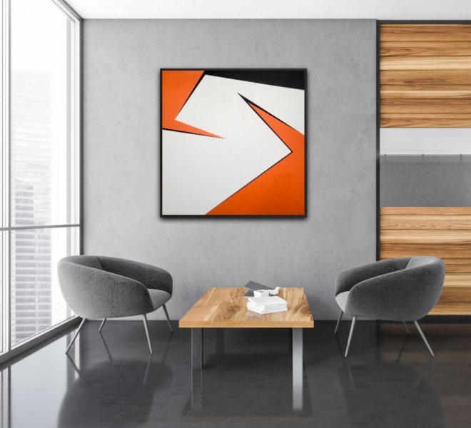 Image supplémentaire 6: Minimalisme Intérieur Peinture "Changement orange", peintre Veronika Obushikhina acrylique toile 