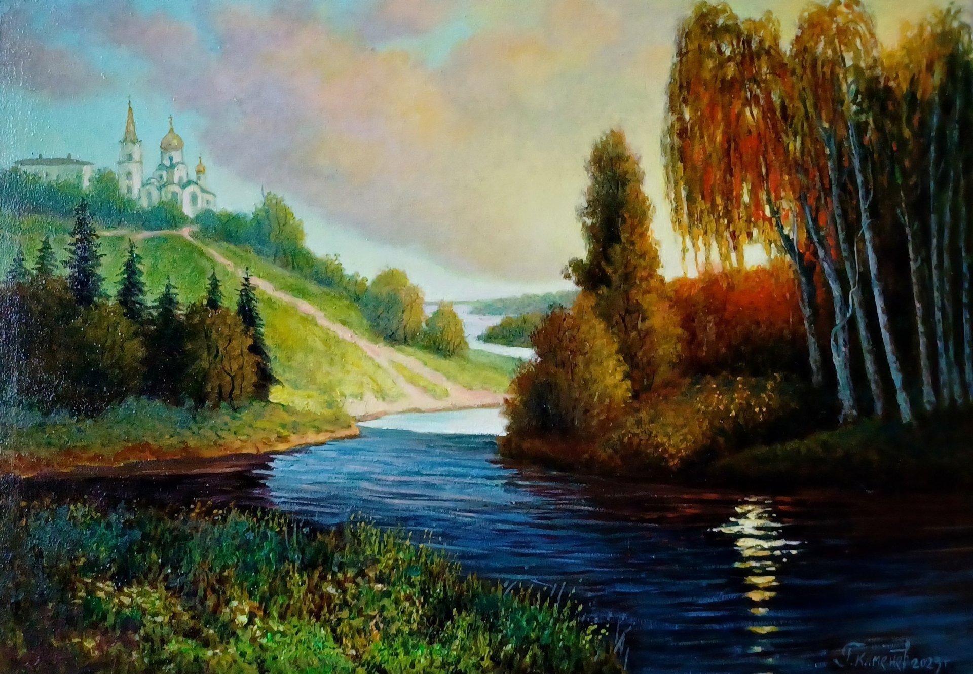 River temple Digital Art - Heorhii Kameniev