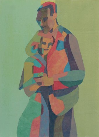 Painting "Colorful Geometric Dance" by painter Martin Singer acrylic canvas at Jose Art Gallery