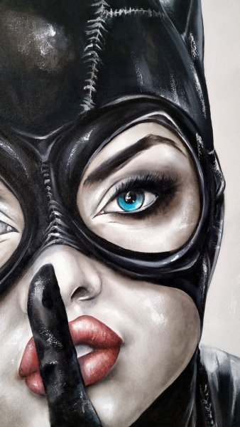 Imagen adicional 2: Moderno Retrato Pintura "Catwoman", pintor Natalya Bazilyuk óleo lienzo 