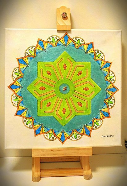 Additional view 1: Abstract Flower Painting Abstract Floral Matrix by painter CANN OOVA acrylic cardboard 