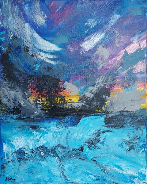 Abstract Marine Art Painting Storm at sea by painter Axelle Biltgen acrylic canvas 