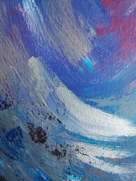 Additional view 2: Abstract Marine Art Painting Storm at sea by painter Axelle Biltgen acrylic canvas 