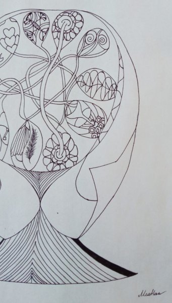 Дополнительное изображение 1: Арт деко Бытовой Графика "Голова: Дизайн женской мысли" иллюстратор MeaHau восковые карандаши бумага 