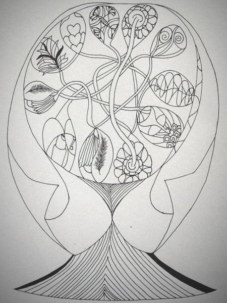 Дополнительное изображение 2: Арт деко Бытовой Графика "Голова: Дизайн женской мысли" иллюстратор MeaHau восковые карандаши бумага 