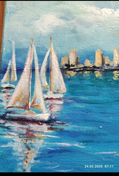 Additional view 3: Modern Marine Art Painting Regatta by painter Natali acrylic canvas 