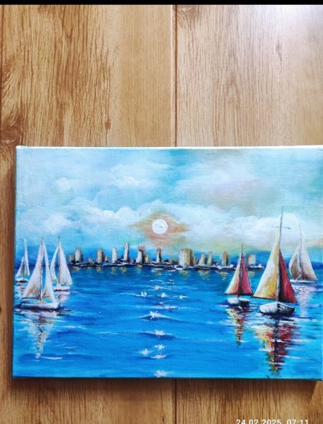 Additional view 4: Modern Marine Art Painting Regatta by painter Natali acrylic canvas 
