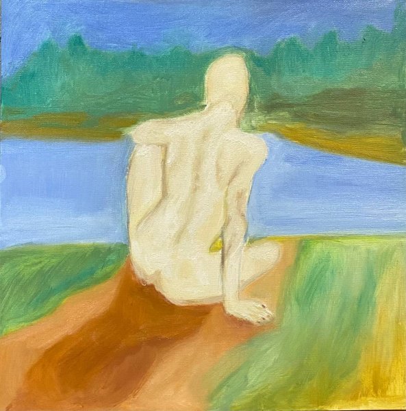 Minimalisme Paysage Peinture "Personne inconnue" peintre Daniil Dyakov huile carton 