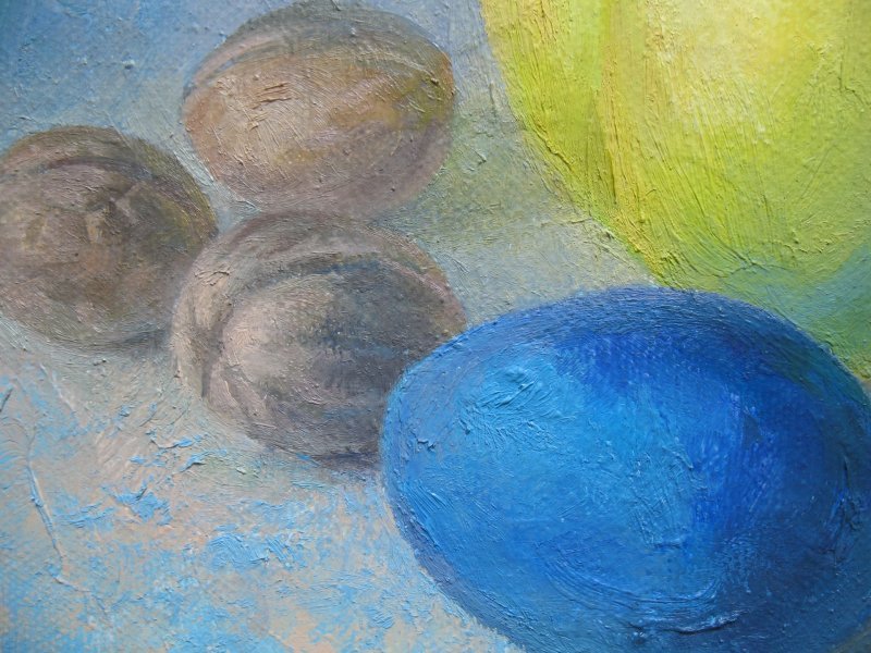 Additional view 1: Realism Still-Life Painting Autumn evening with fruits by painter Lana Korolievskaia oil canvas 