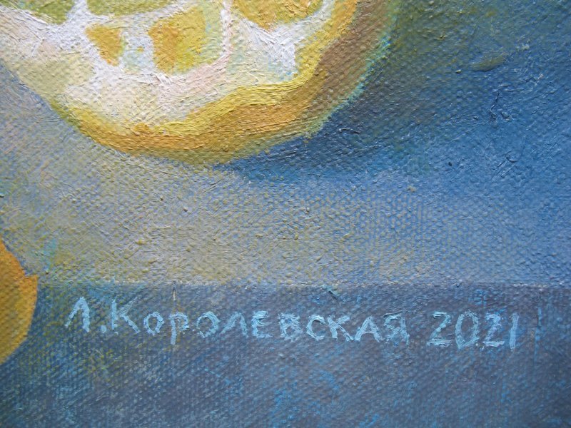 Additional view 5: Realism Still-Life Painting Autumn evening with fruits by painter Lana Korolievskaia oil canvas 