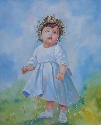 Painting "First steps" by painter Chary Jafarov oil canvas at Jose Art Gallery