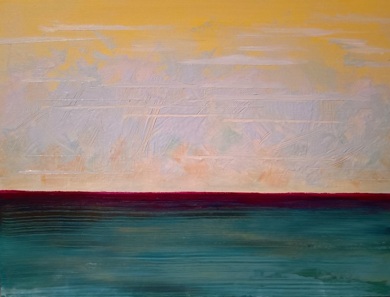 Abstract Marine Art Painting The Sea after the storm by painter Julia Solarte acrylic canvas 