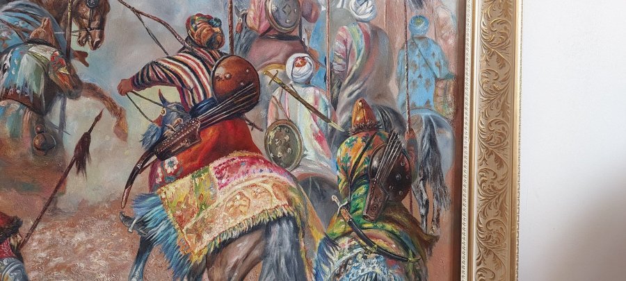 Дополнительное изображение 5: Академизм Исторический Живопись "Джалал Ад Дин Менгбурны" живописец Chary Jafarov масло холст 