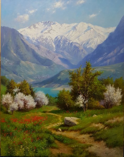 Spring in Charvak: Natural Renewal Painting by Olim Muhammadali