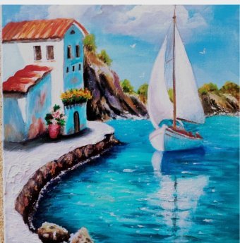 Painting "Yacht" by painter Natali acrylic canvas at Jose Art Gallery