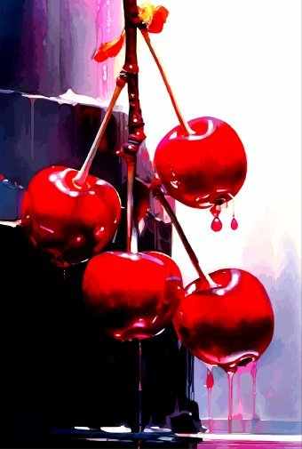 Digital Art "Juicy Cherries Still Life View" by digital artist Viktor Levchenko at Jose Art Gallery