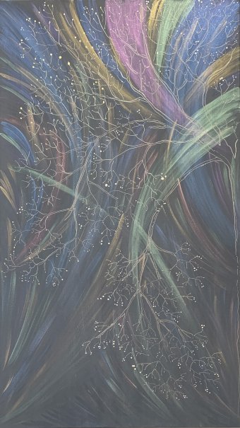 Графика "Огни Авроры: футуристические узоры", иллюстратор Яна Люлина акрил холст в Jose Art Gallery