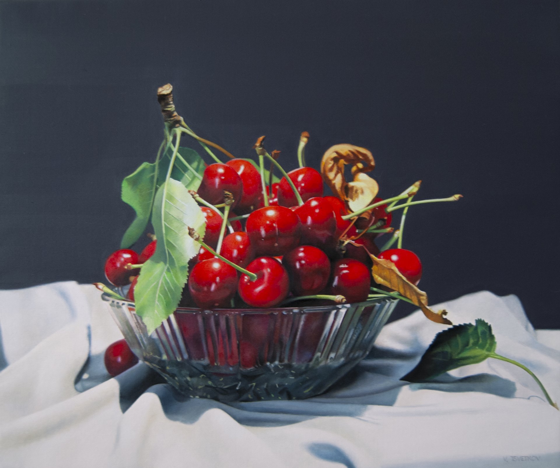 Wien-Kohlmarkt 水彩画 H. Frücht Hyperrealistic Cherry Still Life Painting by Valeri Tsvetkov