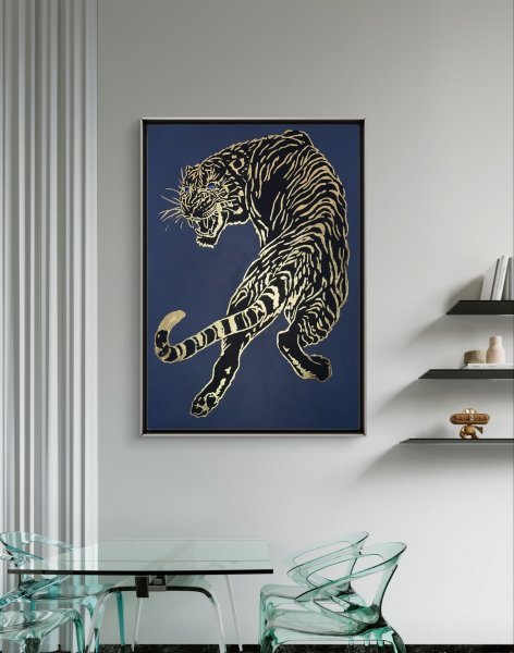 Image supplémentaire 4: Minimalisme Animalisme Peinture "Fureur dorée", peintre Larisa Robins acrylique toile 