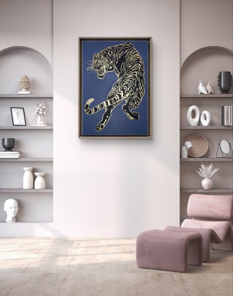 Image supplémentaire 6: Minimalisme Animalisme Peinture "Fureur dorée", peintre Larisa Robins acrylique toile 
