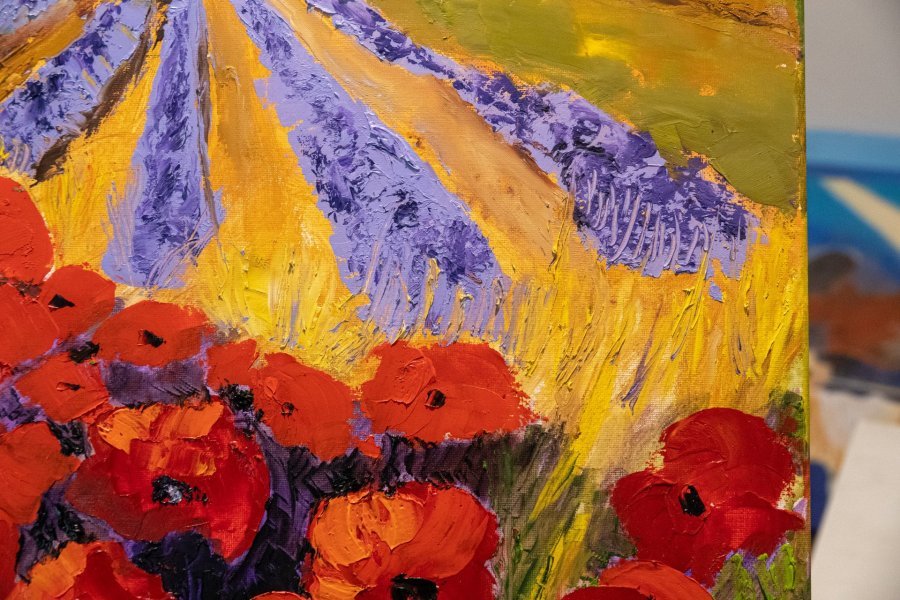 Imagen adicional 2: Arte moderno Paisaje Pintura "Amapolas en Provenza", pintor Patrick BAUQUEL óleo lienzo 