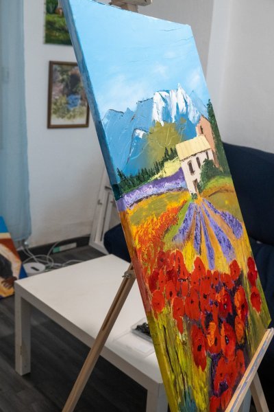 Imagen adicional 4: Arte moderno Paisaje Pintura "Amapolas en Provenza", pintor Patrick BAUQUEL óleo lienzo 