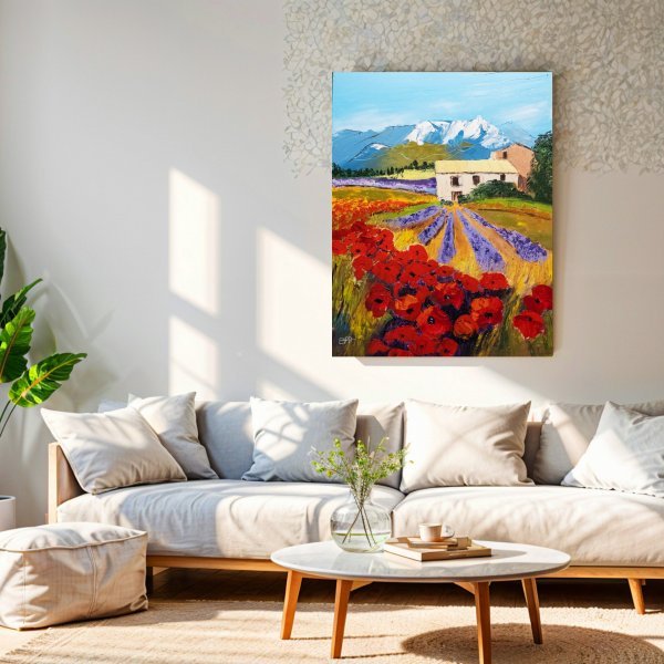 Imagen adicional 7: Arte moderno Paisaje Pintura "Amapolas en Provenza", pintor Patrick BAUQUEL óleo lienzo 