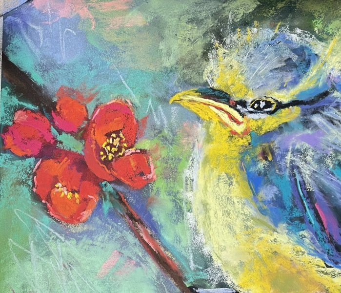 Additional view 1: Impressionism Animal Painting Color Flight by painter Katerina Kovalchuk pastel paper 