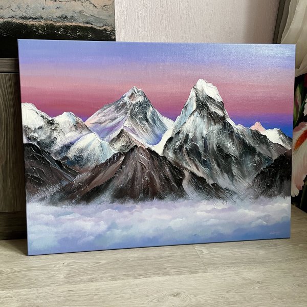 Additional view 1: Contemporary Art Landscape Painting Everest Mountain Landscape by painter Anna Shkolik acrylic canvas 