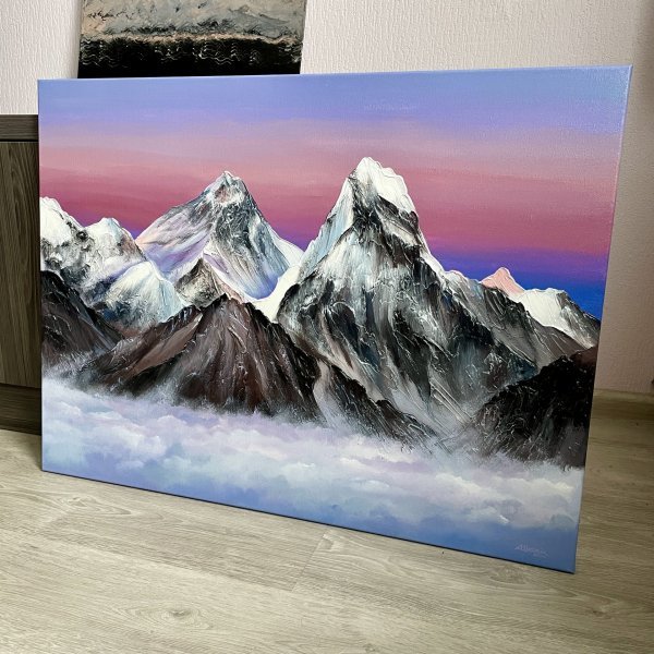 Additional view 2: Contemporary Art Landscape Painting Everest Mountain Landscape by painter Anna Shkolik acrylic canvas 