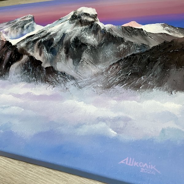 Additional view 4: Contemporary Art Landscape Painting Everest Mountain Landscape by painter Anna Shkolik acrylic canvas 
