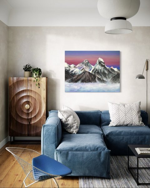 Additional view 8: Contemporary Art Landscape Painting Everest Mountain Landscape by painter Anna Shkolik acrylic canvas 