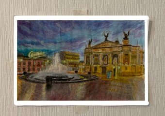 Pintura "Ópera de Lviv", pintor Vs acuarela papel en Jose Art Gallery