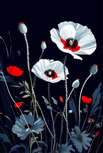 Цифрове мистецтво "Елегантні білі маки", цифровий художник Viktor Levchenko в Jose Art Gallery