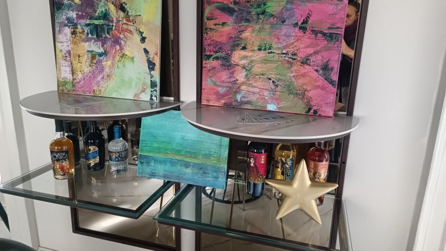 Additional view 2: Abstract Marine Art Painting Tranquility's Edge: Blue River by painter Julia Solarte acrylic canvas 