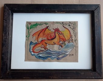 Drawing "Keeper of Myths" by illustrator Kseniya Zarubina mixed method paper at Jose Art Gallery