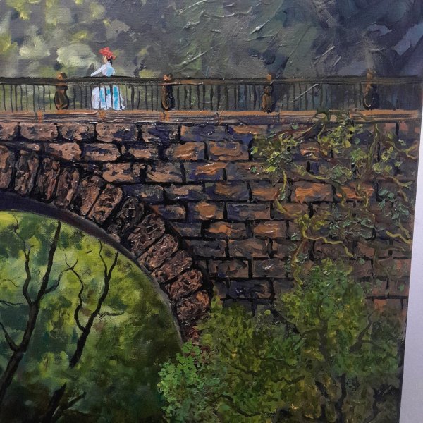 Oil painting Old Bridge Painting by Anton Zapotochny(Dovzhenko)