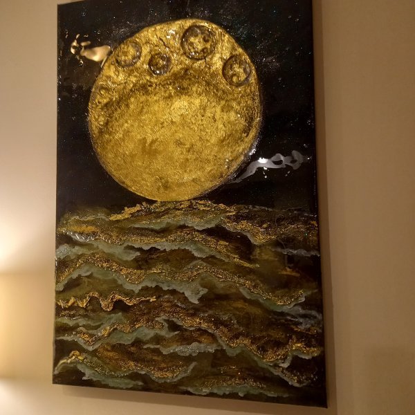Impressionism Marine Art Painting In the Moonlight by painter ChristinaArtTextour acrylic canvas 