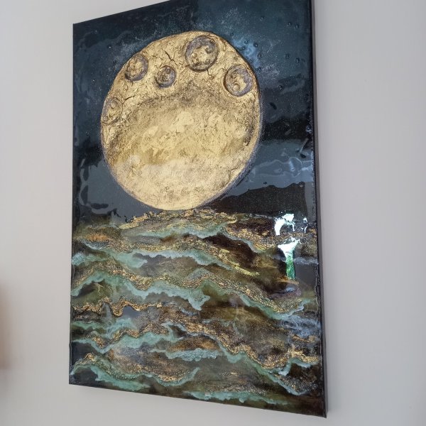 Additional view 1: Impressionism Marine Art Painting In the Moonlight by painter ChristinaArtTextour acrylic canvas 
