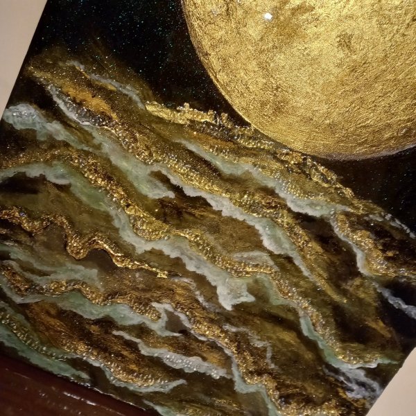 Additional view 5: Impressionism Marine Art Painting In the Moonlight by painter ChristinaArtTextour acrylic canvas 
