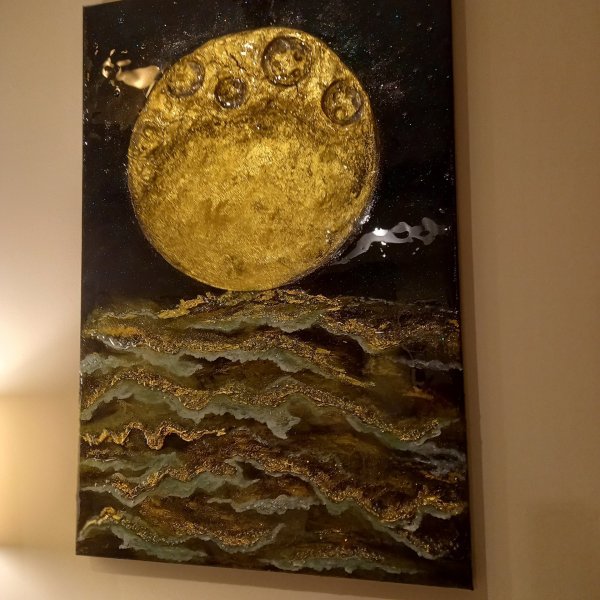 Additional view 7: Impressionism Marine Art Painting In the Moonlight by painter ChristinaArtTextour acrylic canvas 
