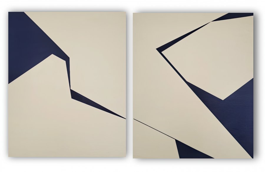 Minimalisme Intérieur Peinture "Divergence 1" peintre Veronika Obushikhina acrylique toile 