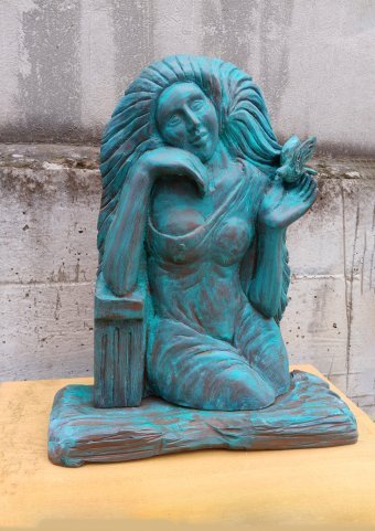 Sculpture "Green bird" by sculptor Vladyslav Kolomoiets Wood at Jose Art Gallery