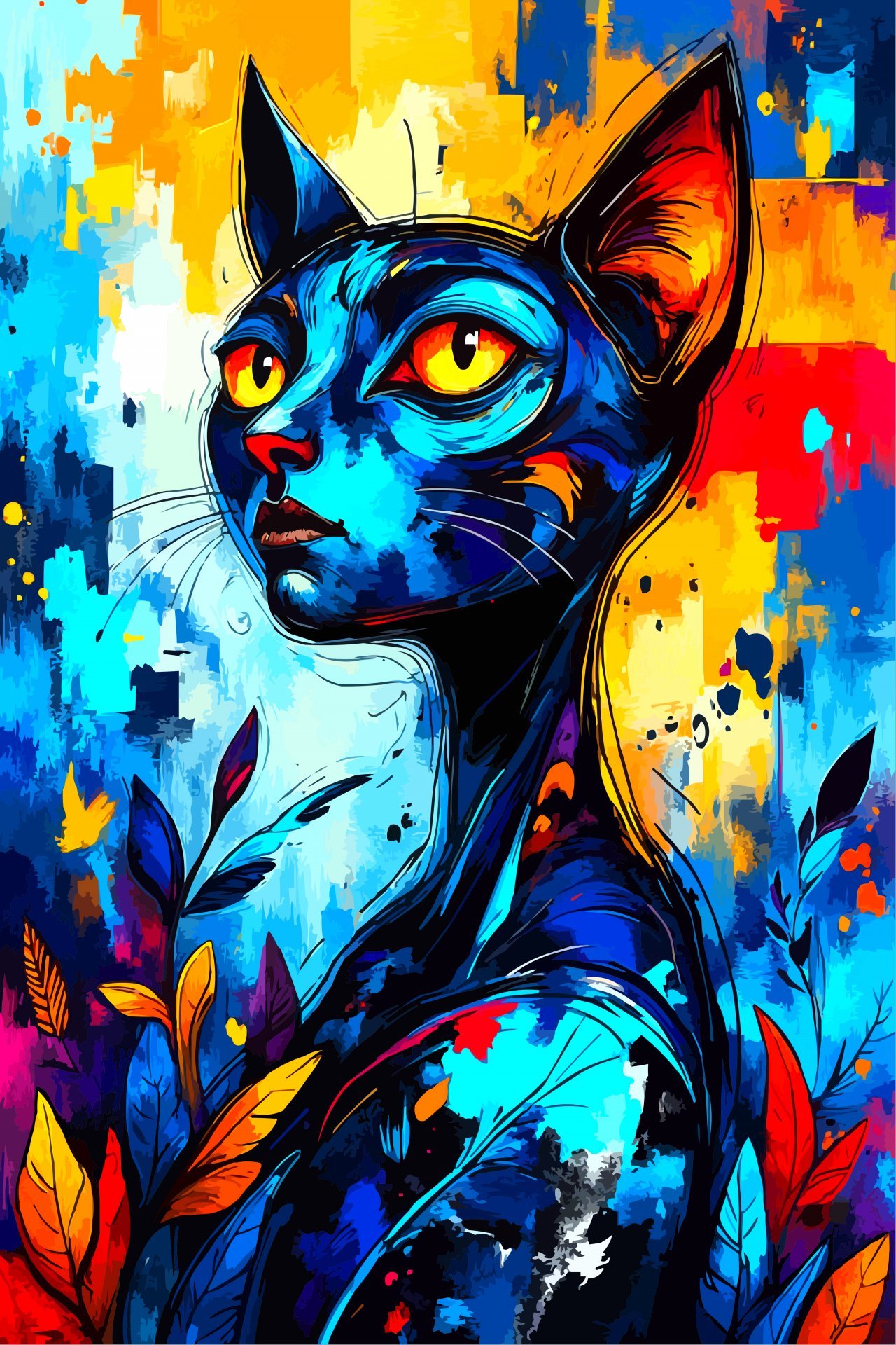 Abstract Cat Creature Painting by Viktor Levchenko