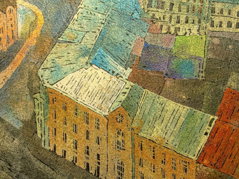 Image supplémentaire 2: Art conceptuel Paysage urbain Peinture "Rencontre de rues", peintre Sergiy Kovalov technique mixte toile 